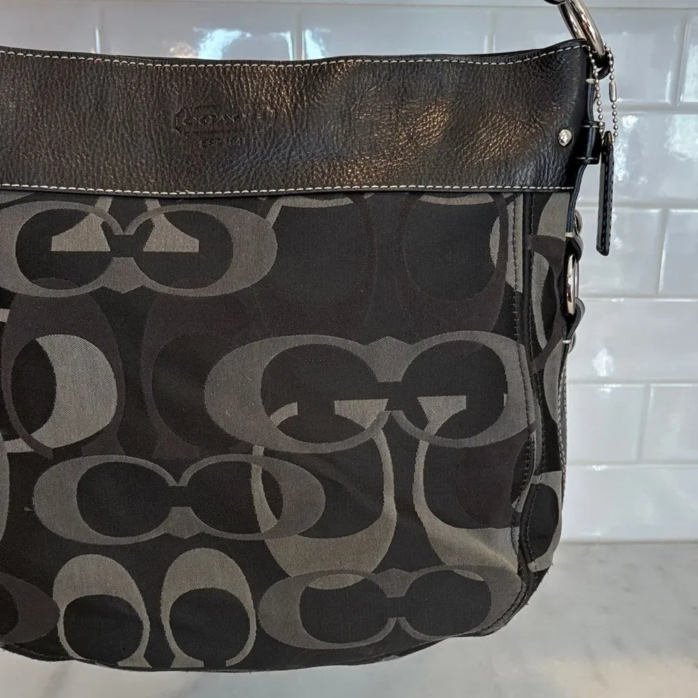 Coach Bag Purse Handbag Y2K Pocketbook Zoe Black and Gray Signature Tote